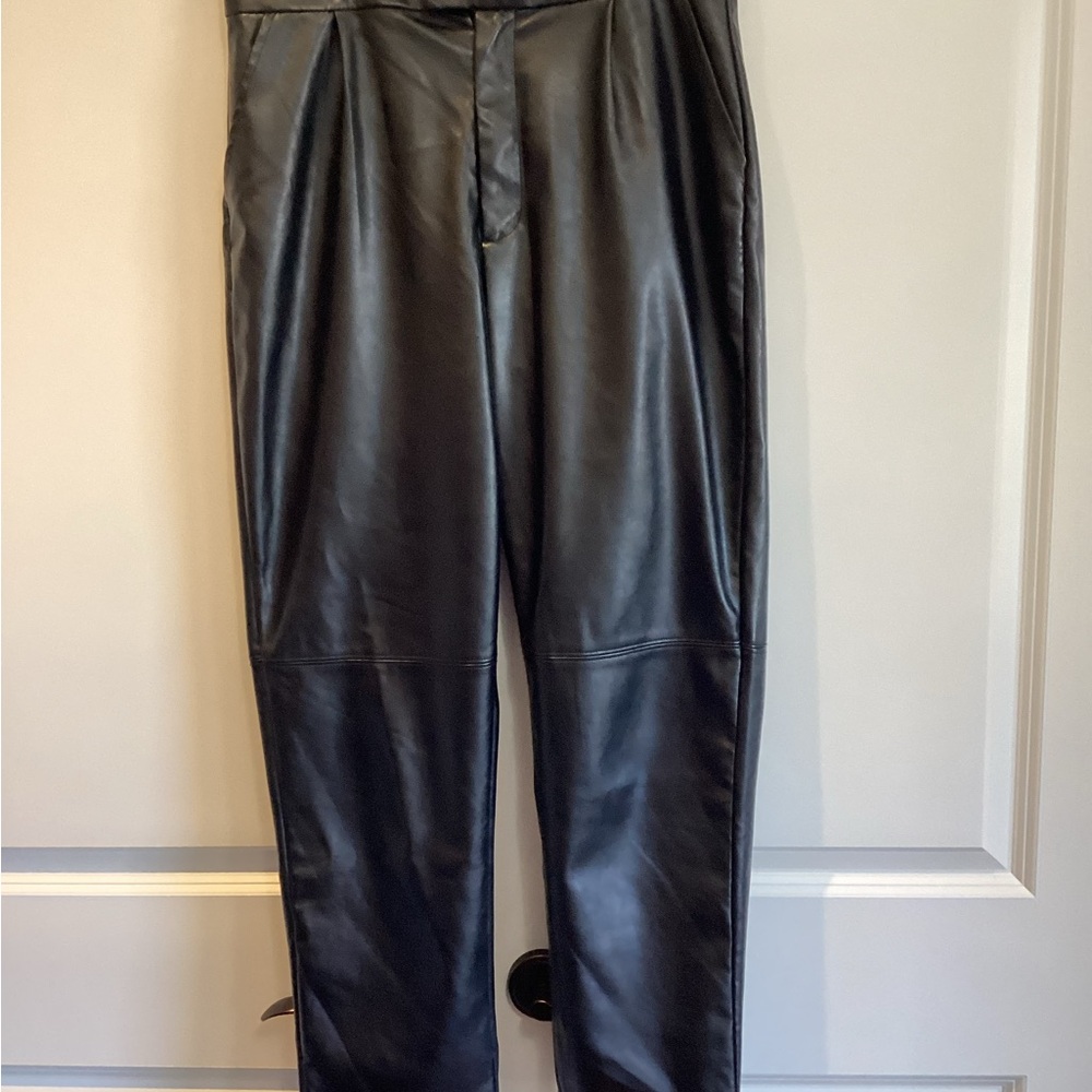 Halston Black Pleather Pants
